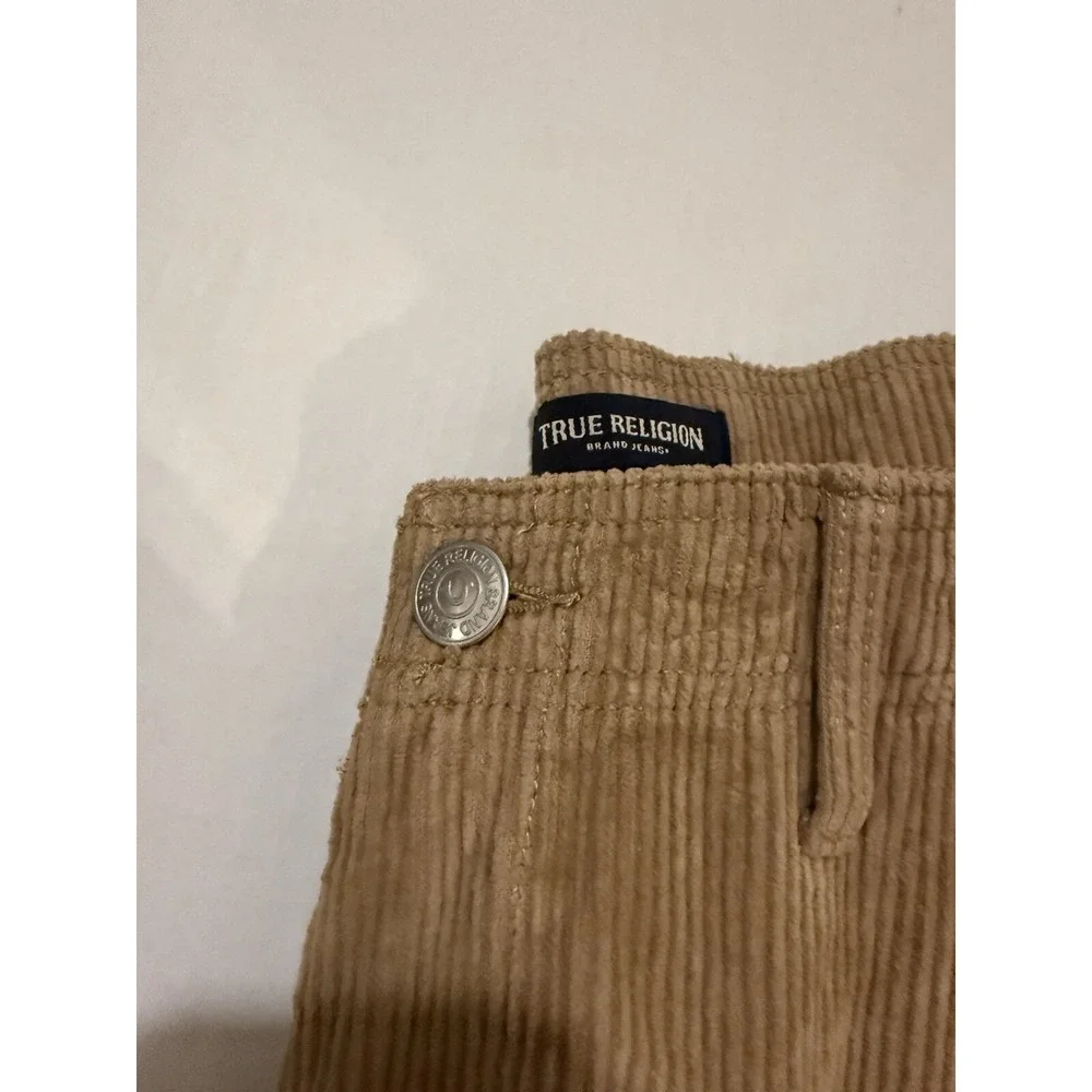 True Religion‎ Mens 32x31 Straight Cargo Vintage Travertine Brown Corduroy Pants